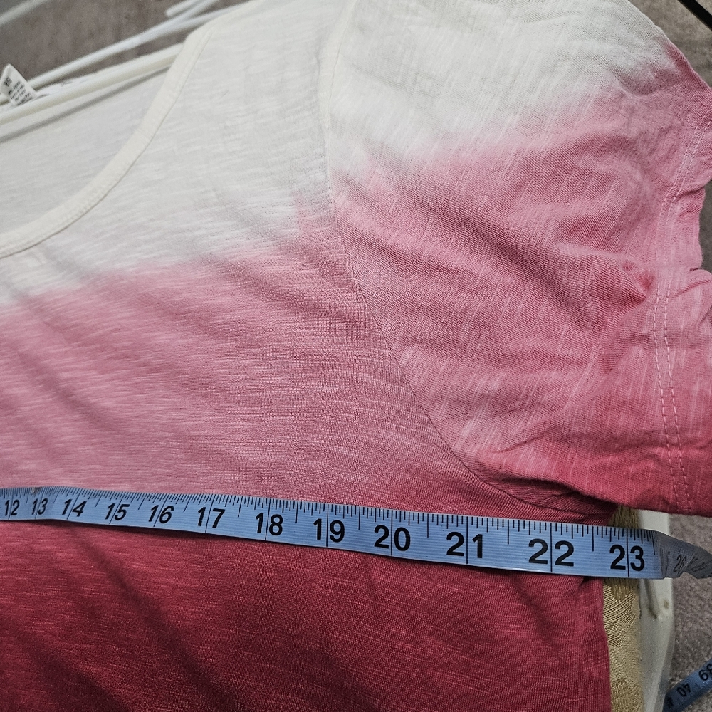 French Laundry Women’s Ombre Ruffle Hem Cotton Top Burgundy Pink Size XL - Picture 7 of 13